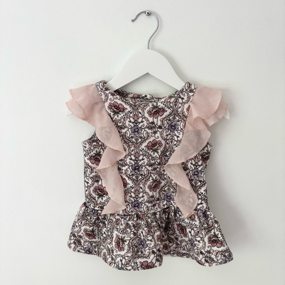 Savannah Floral Ruffle Peplum Kids Top 2T